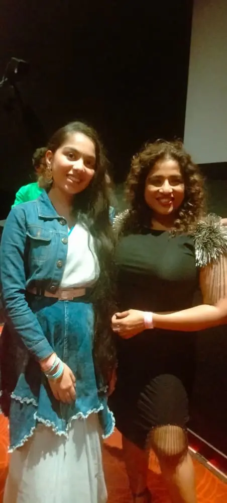 Myself-wearing-my-creation-with-RJ-Malishka-scaled-vishnavipatkar Myself wearing my creation with RJ Malishka scaled vishnavipatkar